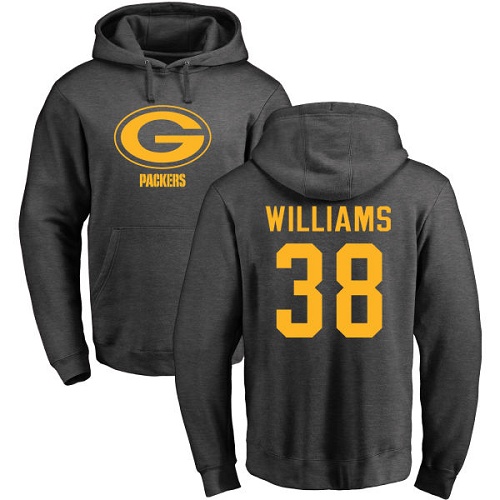 Men Green Bay Packers Ash #38 Williams Tramon One Color Nike NFL Pullover Hoodie Sweatshirts->nfl t-shirts->Sports Accessory